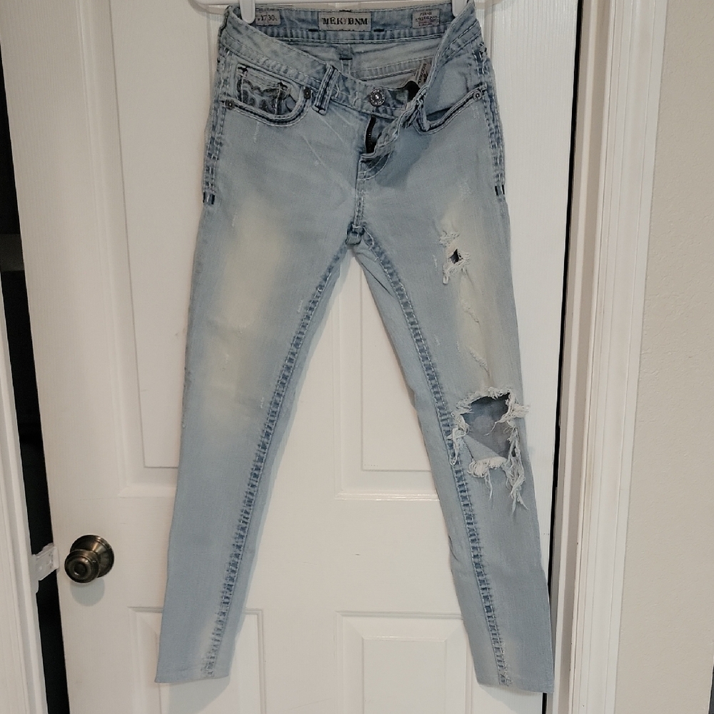 MEK Blue Skinny Distressed Jeans